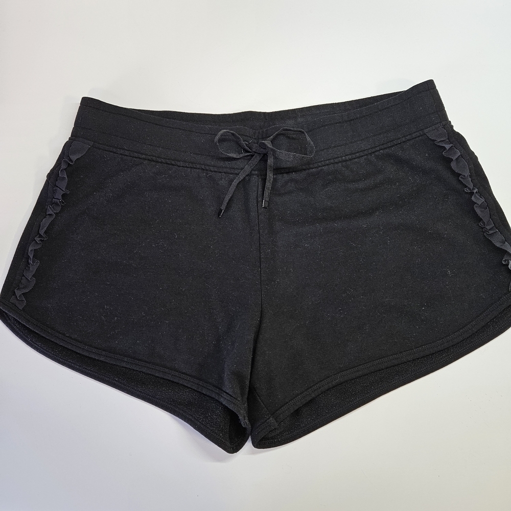 Victoria's Secret Sport Black Ruffle Trim Detail Shorts Medium